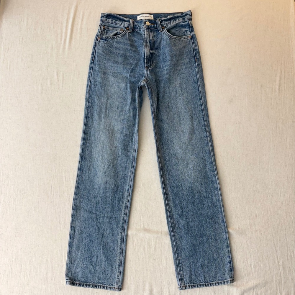 Denim Forum The 90s Classic Mid Straight Jeans Womens 27 Blue - Picture 2 of 13